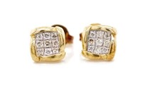 Diamond and 9ct yellow gold stud earrings