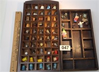 Vintage Thimble Collection w / display shelf