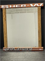 Mirror framed with hockey stick shafts. Approx.