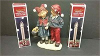 Two Electric Candle Lamps W/ Boy & Girl Christmas