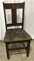 (AN) Single Wood Chair. 15.75” x seat is 17” x