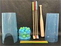 Giant Kerplunk, Plastic Bat & Wooden Golf Clubs