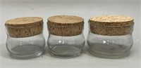 3 Vintage Glass Jars with Large Cork Lids