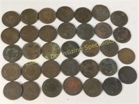 34 Early 19th Century US Pennies Cents