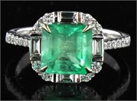14kt Gold Natural 2.68 ct Emerald & Diamond Ring