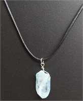 20" black necklace with blue pendant
