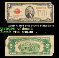 1928D $2 Red Seal United States Note Grades vf det