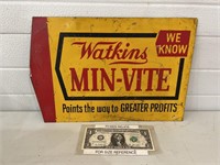 Double sided painted tin Watkins Min-Vite Feeds
