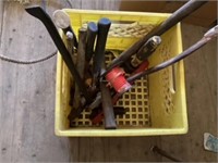 Misc box of tools and crow bar