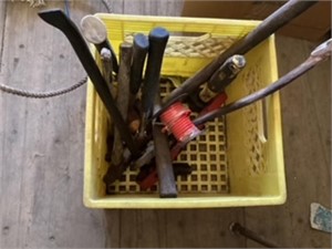 Misc box of tools and crow bar