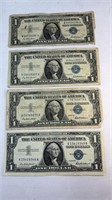 (4) 1957 $1 BILL BLUE SEALS