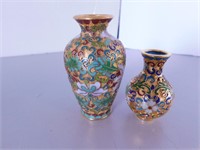 Lot 2 mini vases asiatiques fini émail sur métal