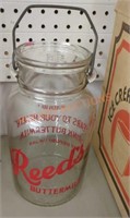 Vintage Reeds buttermilk glass jar
