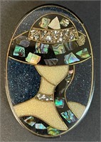 UNIQUE MODERN INLAID CAMEO BROOCH