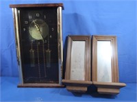 Battery Operated Wooden Wall Clock, 2 Matching