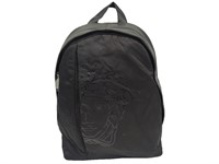 Black Nylon & Leather Large Backpack