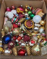 Box old ornaments, blown, bird clips etc