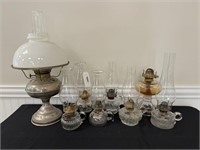 8 Antique Oil Lamps