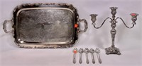 Silver-plate serving tray - 13.5" x 19.5" / Rogers