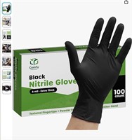 [100 Count] Black Nitrile Disposable Gloves