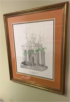 Framed and matted under glass print of the