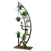 Gymax, 6 Tier 9 Potted Metal Plant Stand Rack Curv