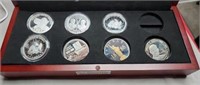 7 various coins in case