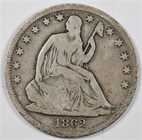 1862 s Liberty Seated Half Dollar