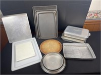 Cake and pie pans, cutting boards, pizza, stone
