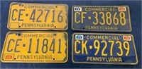 lot of 4 PA License Commercial Aluminum Plates