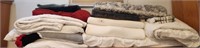 GROUP OF LINENS, PILLOWS, BEDDING, RUGS, MISC