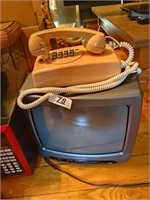 Vintage Wall Phone, Small TV & DVD Player