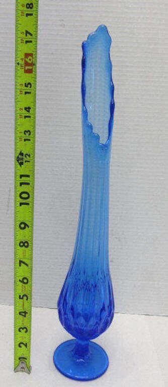 17.5" Tall Blue Viking Glass Vase
