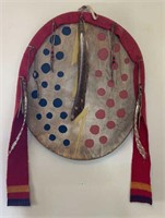 Native American War Shield Made Of Raw Hide Over