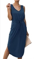 New (Size L) Womens Casual Summer Dresses V Neck