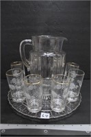 NICE TRAY, PITCHER AND TUMBLERS