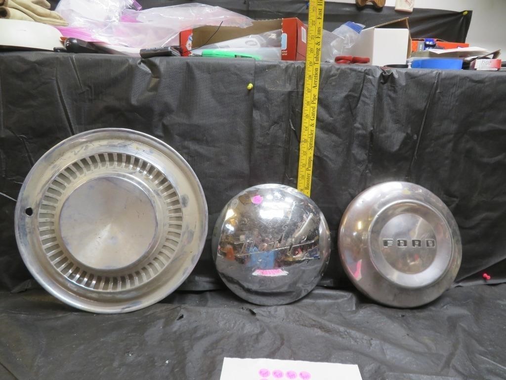 3 Vintage Hubcaps (all are different)