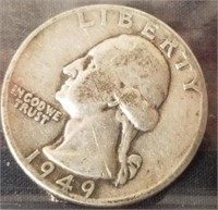 Silver 1949 quarter