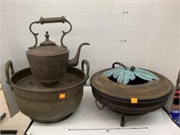 Metal Teapot with Burner and Metal Pot