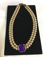 estate pearl and rhinestone neck piece