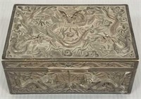 Chinese bronze hinged humidor box with dragon