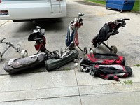 Huge Lot of Assorted Clubs, Bags and Carts