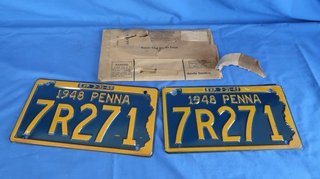 Pair of 1948 PA License Plates