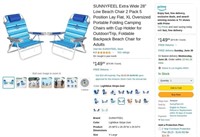 B85  SUNNYFEEL 28" Beach Chair 2 Pack, Lightblue -