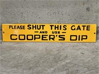 COOPERS DIP Please Shut This Gate Enamel Sign -