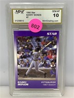 Graded Mint 10 Barry Bonds collector card.