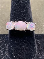 STERLING SILVER RING WITH NATURAL OPALS SIZE 8