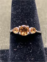 STERLING SILVER RING WITH NATURAL CITRINE SIZE 7