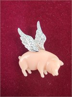 Vintage Brooch 1980s | If Pigs Could Fly Brooch