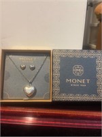 New Monet heart locket necklace & earrings set